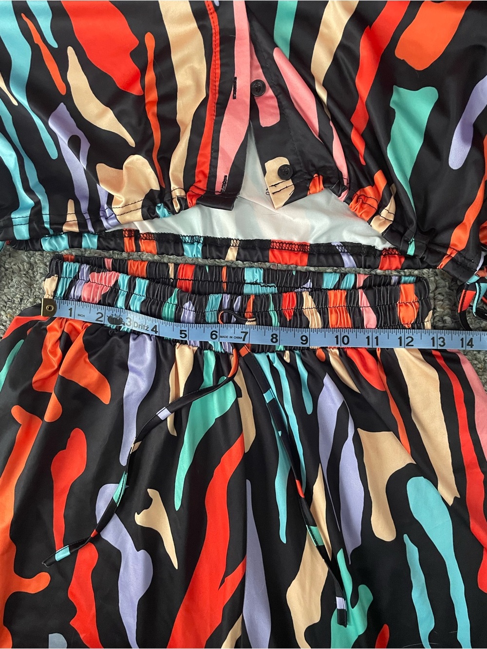 Colorful Abstract Print Wide-Leg Two Piece Matching Set - Picture 3 of 10